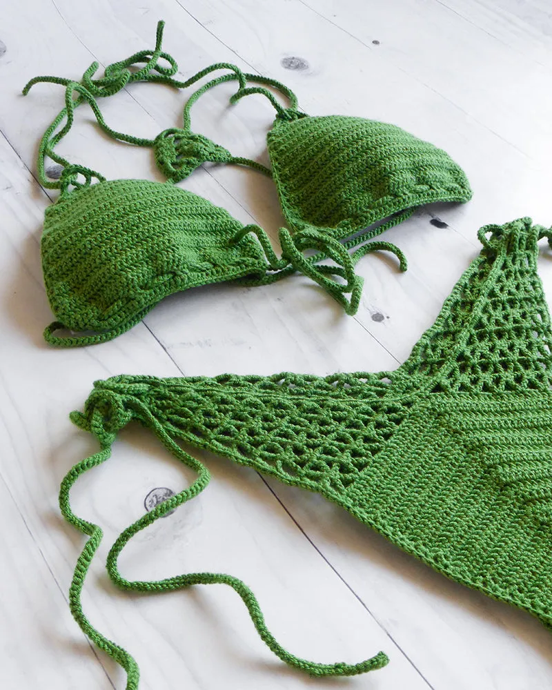 Feijoa High Cut Leg Thong Crochet Bikini Set