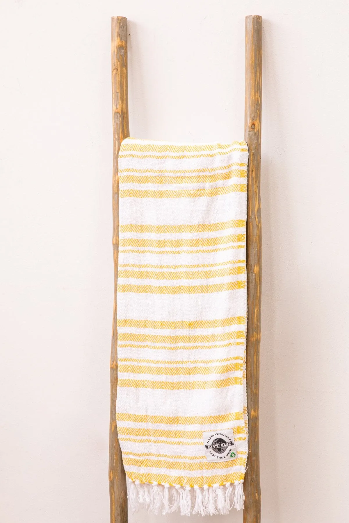 Golden Yellow and White Stripe Beach Blanket