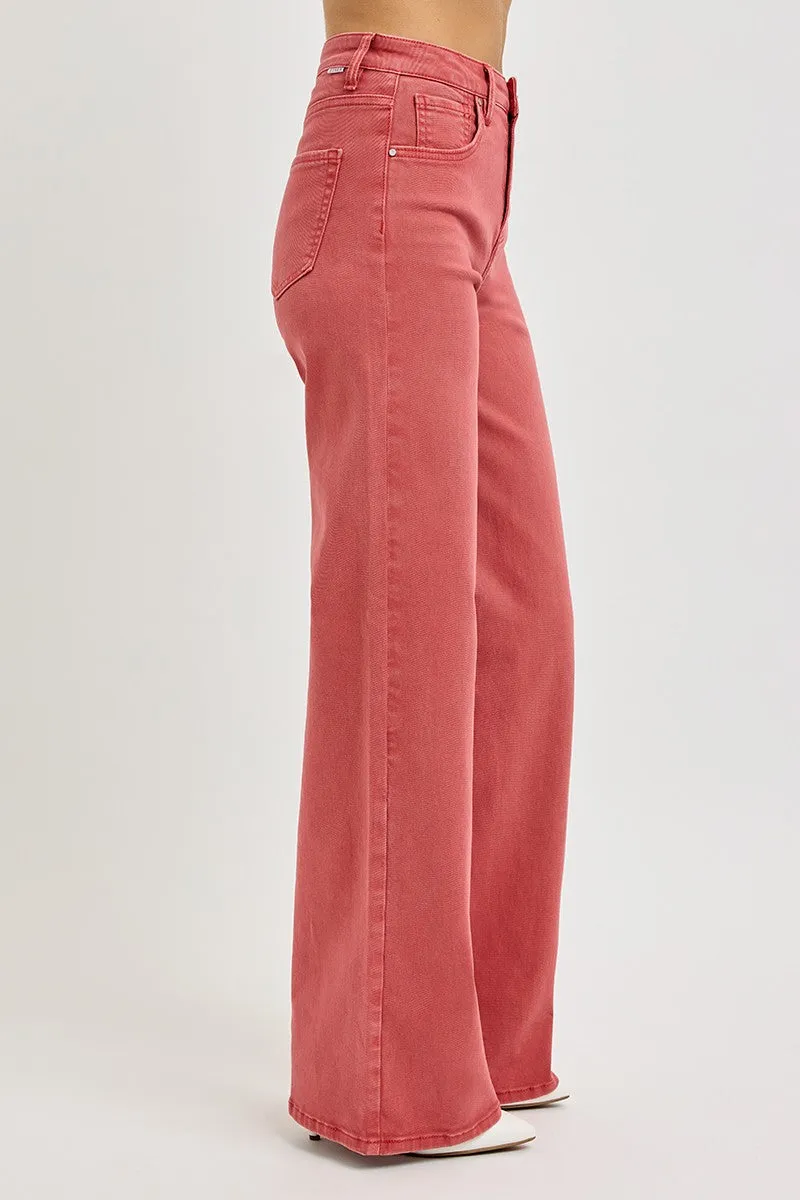 Hazel Blues® |  RISEN High Rise Tummy Control Wide Leg Jeans