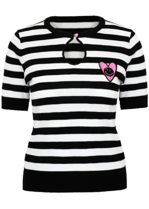 Hell Bunny x Smiley Robbie Top Black White