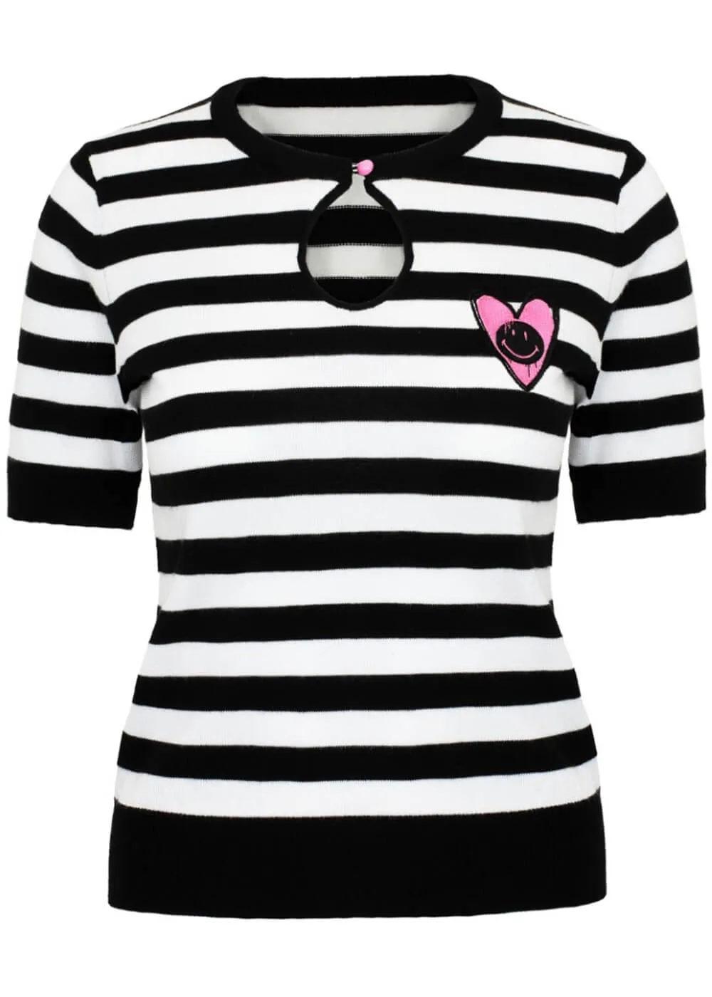 Hell Bunny x Smiley Robbie Top Black White