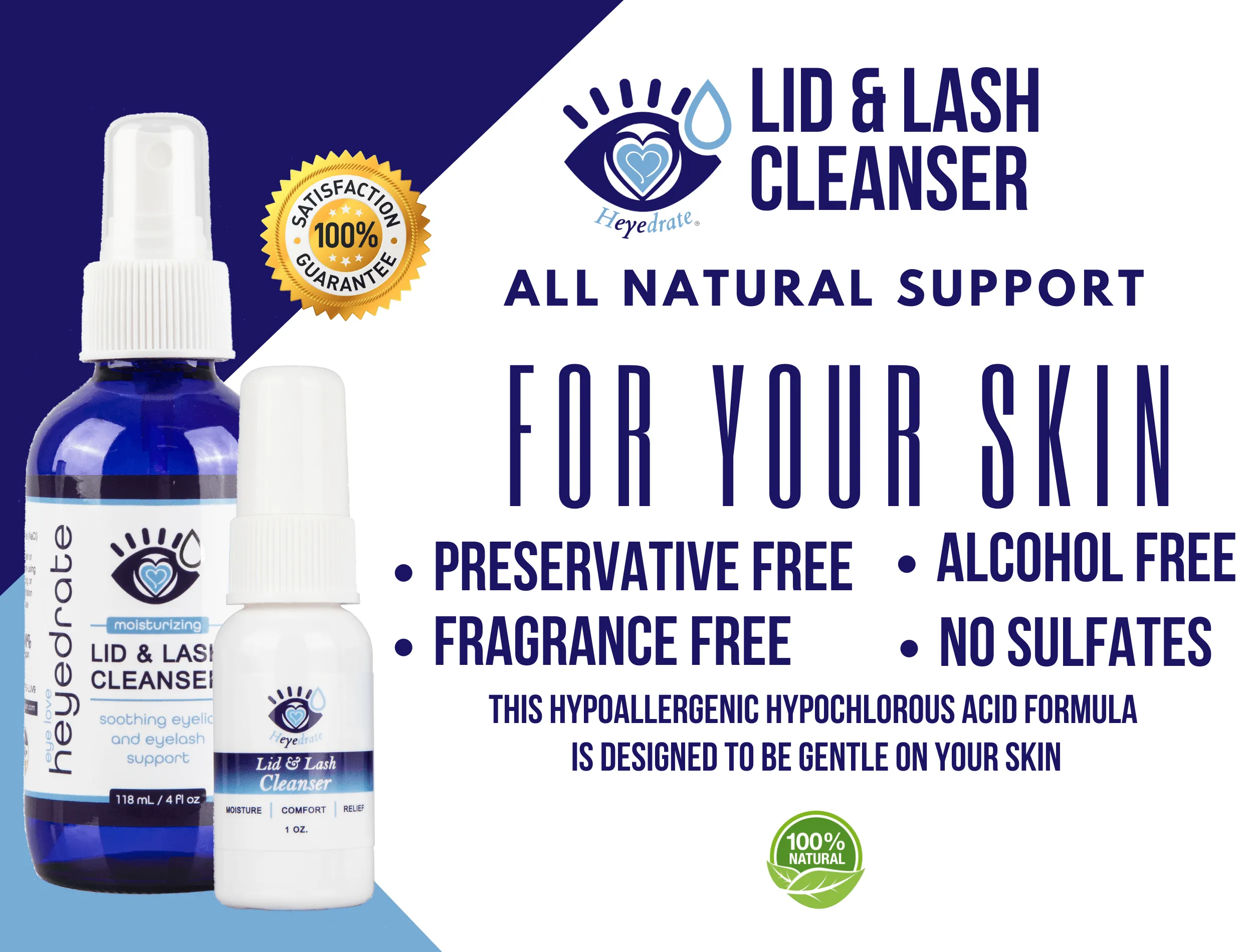 Heyedrate® Lid & Lash Cleanser (2 oz GLASS Bottle)