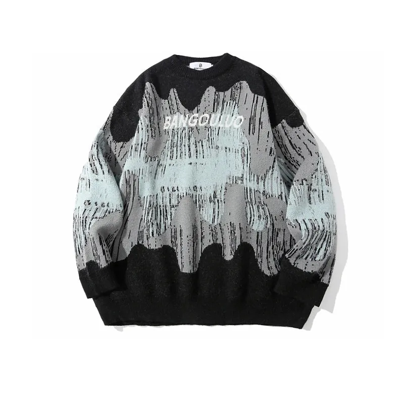 Jacquard Round Neck Retro Sweater