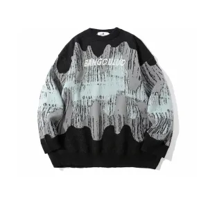 Jacquard Round Neck Retro Sweater
