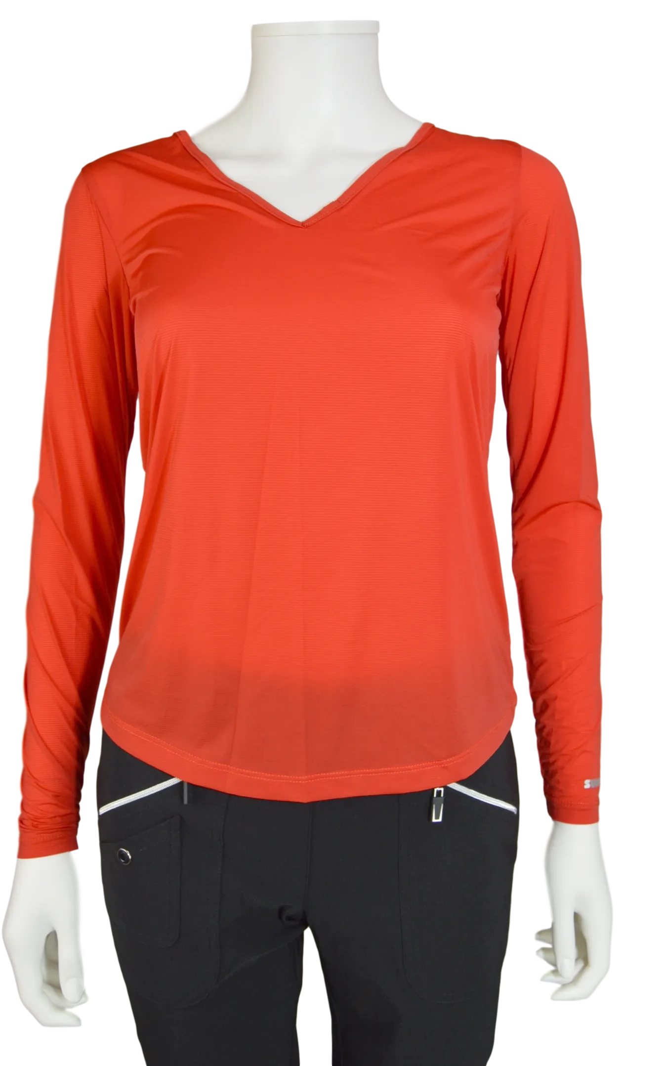 Jamie Sadock Joy Ride Red Sunsense Long Sleeve V Neck Shirt - UPF 30