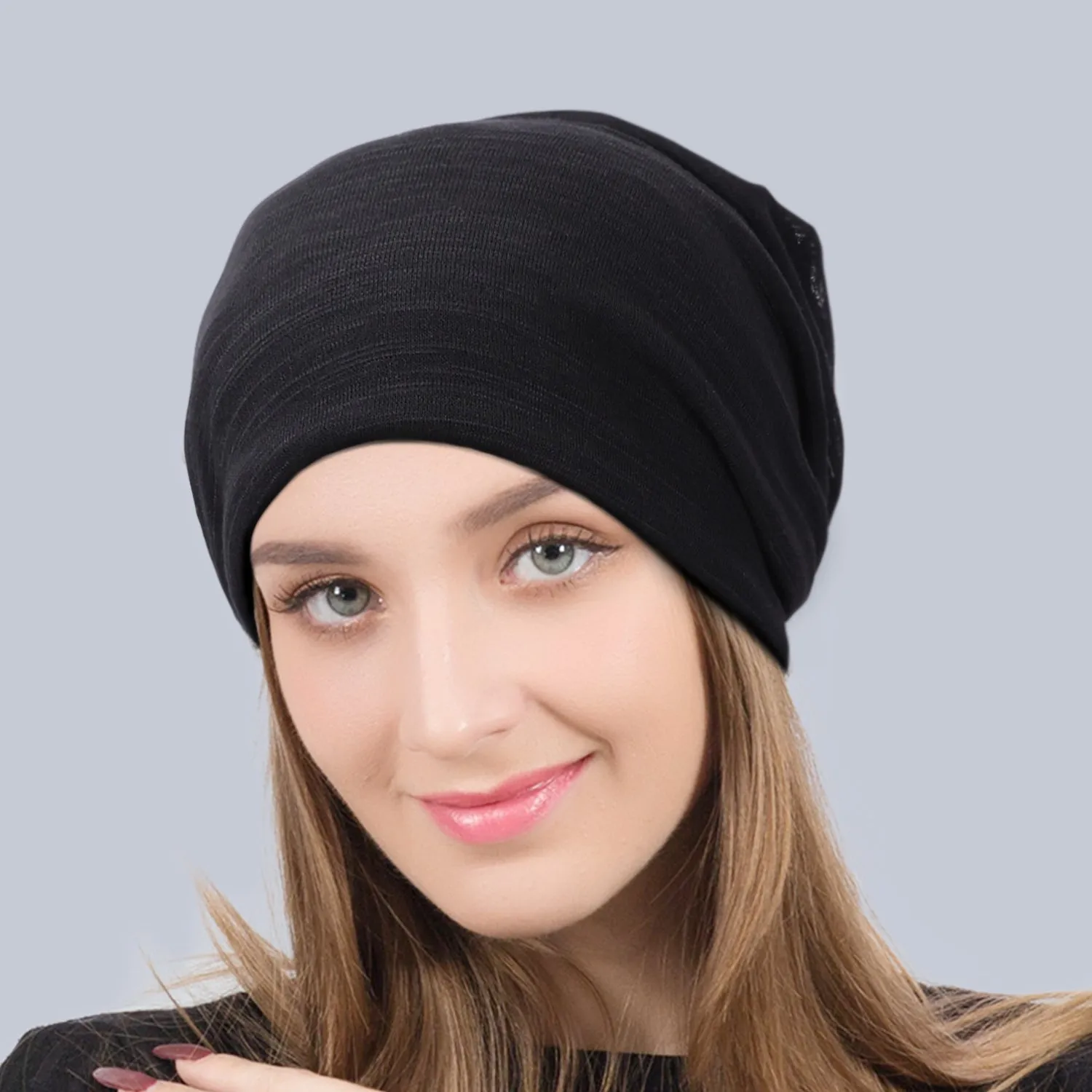 JASGOOD Fashion Soft Cotton Beanie Hat Sleep Cap for Women and Men Headwraps Fashion Slouchy Knit Beanie Sleeping Cap