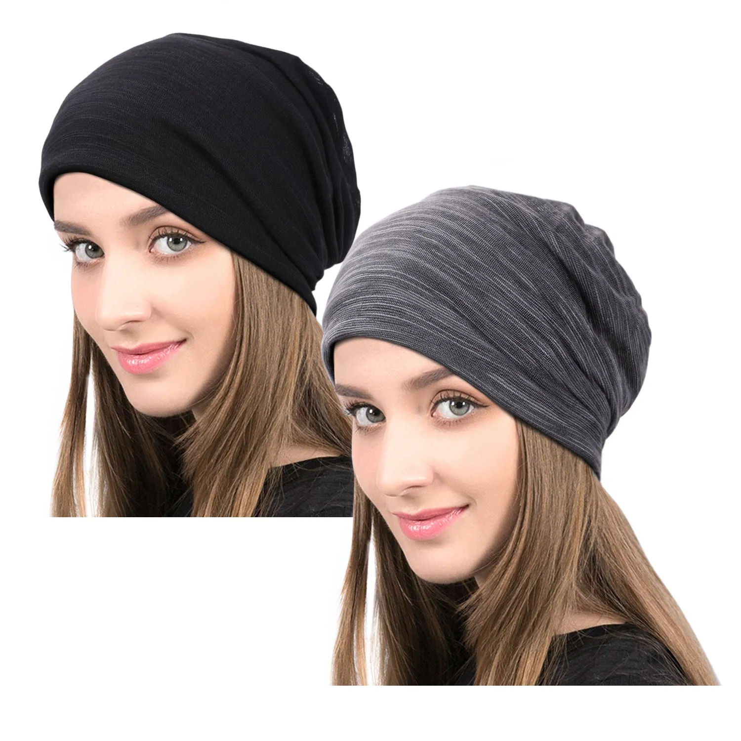 JASGOOD Fashion Soft Cotton Beanie Hat Sleep Cap for Women and Men Headwraps Fashion Slouchy Knit Beanie Sleeping Cap