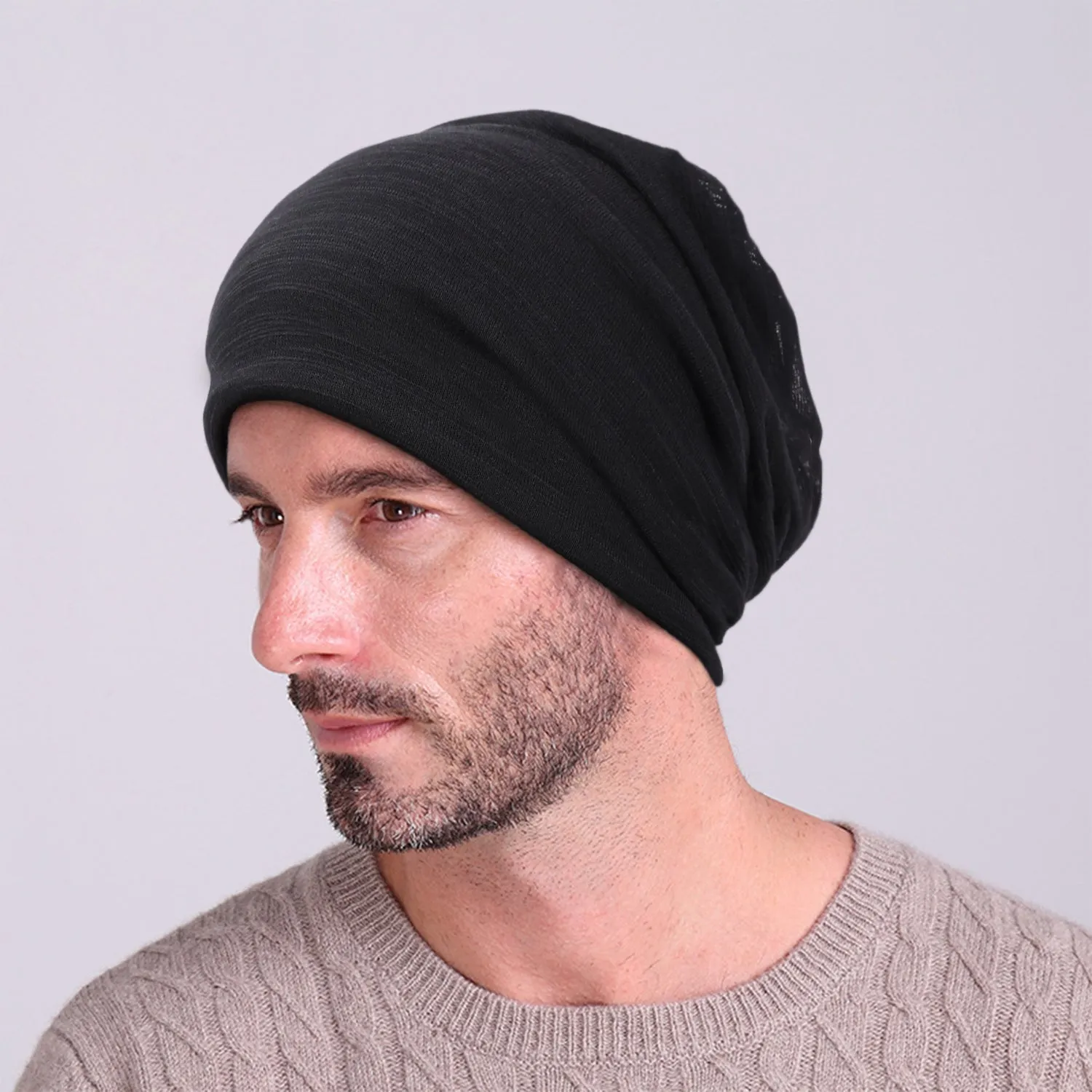 JASGOOD Fashion Soft Cotton Beanie Hat Sleep Cap for Women and Men Headwraps Fashion Slouchy Knit Beanie Sleeping Cap