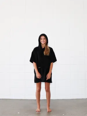 Kids Hooded Poncho Towel | Black