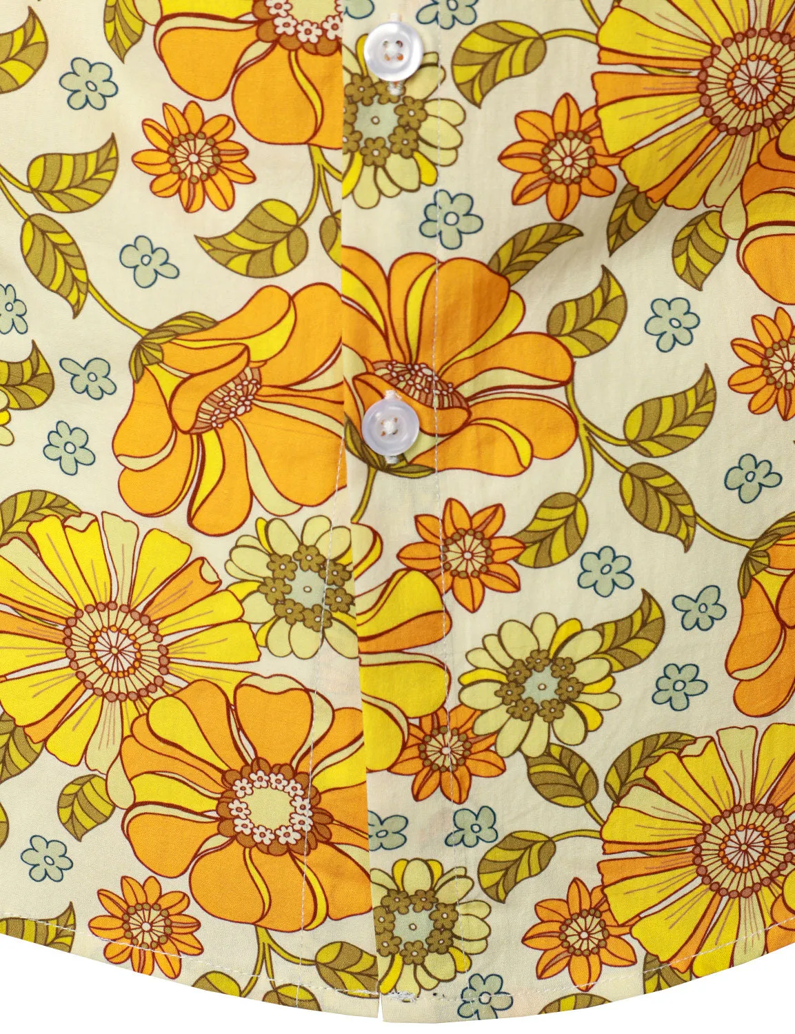 Men's 70s Vintage Floral Party Cotton Long Sleeve Shirt