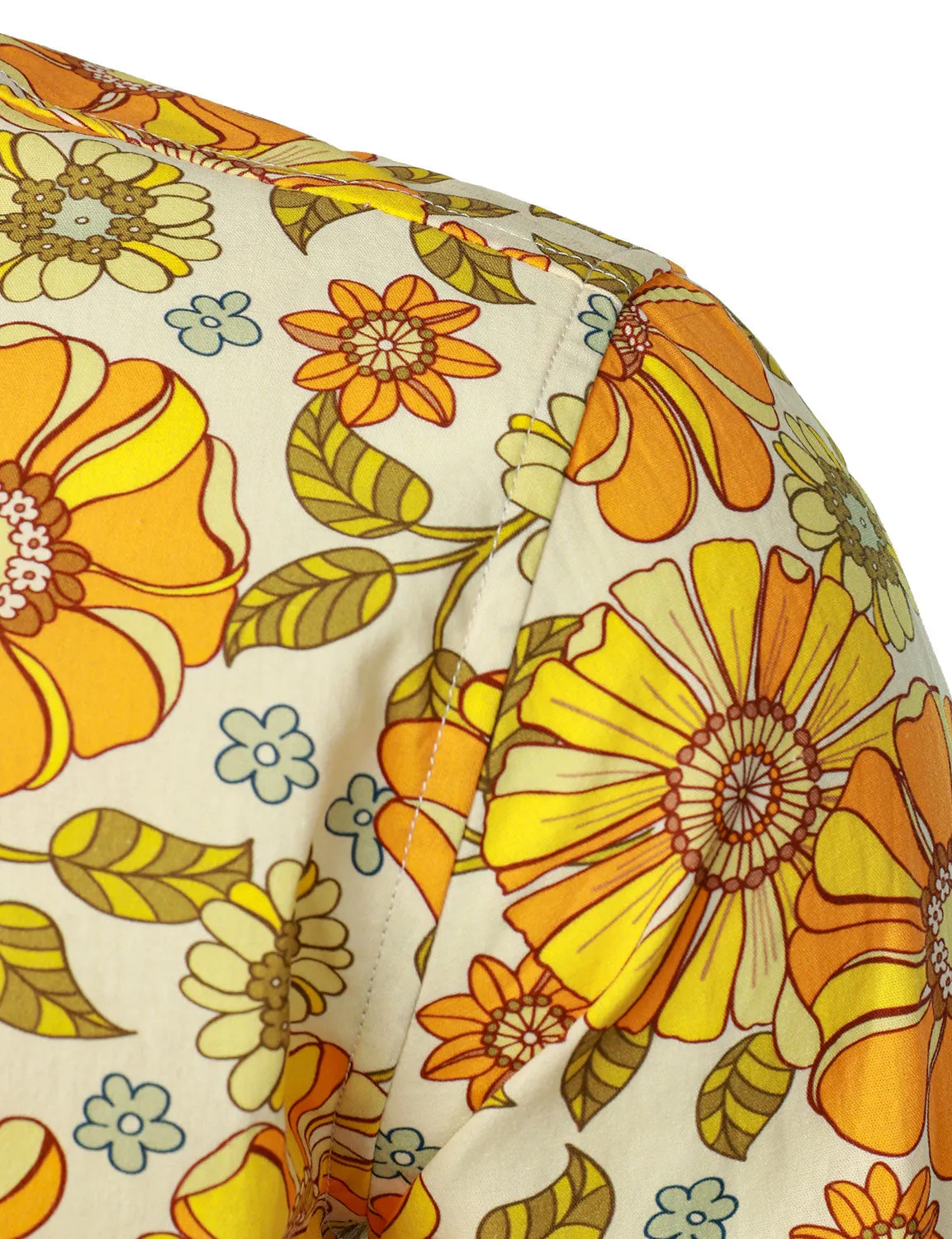 Men's 70s Vintage Floral Party Cotton Long Sleeve Shirt