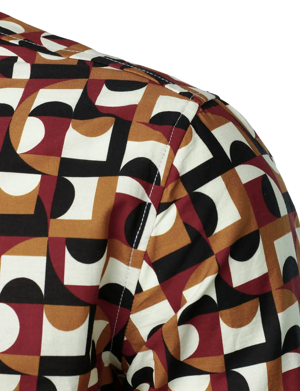 Men's Abstract Geometric Cotton Button Up Casual Long Sleeve Shirt