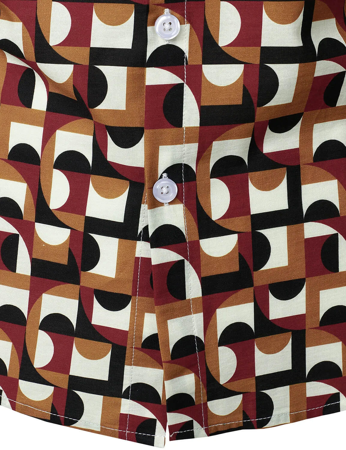 Men's Abstract Geometric Cotton Button Up Casual Long Sleeve Shirt
