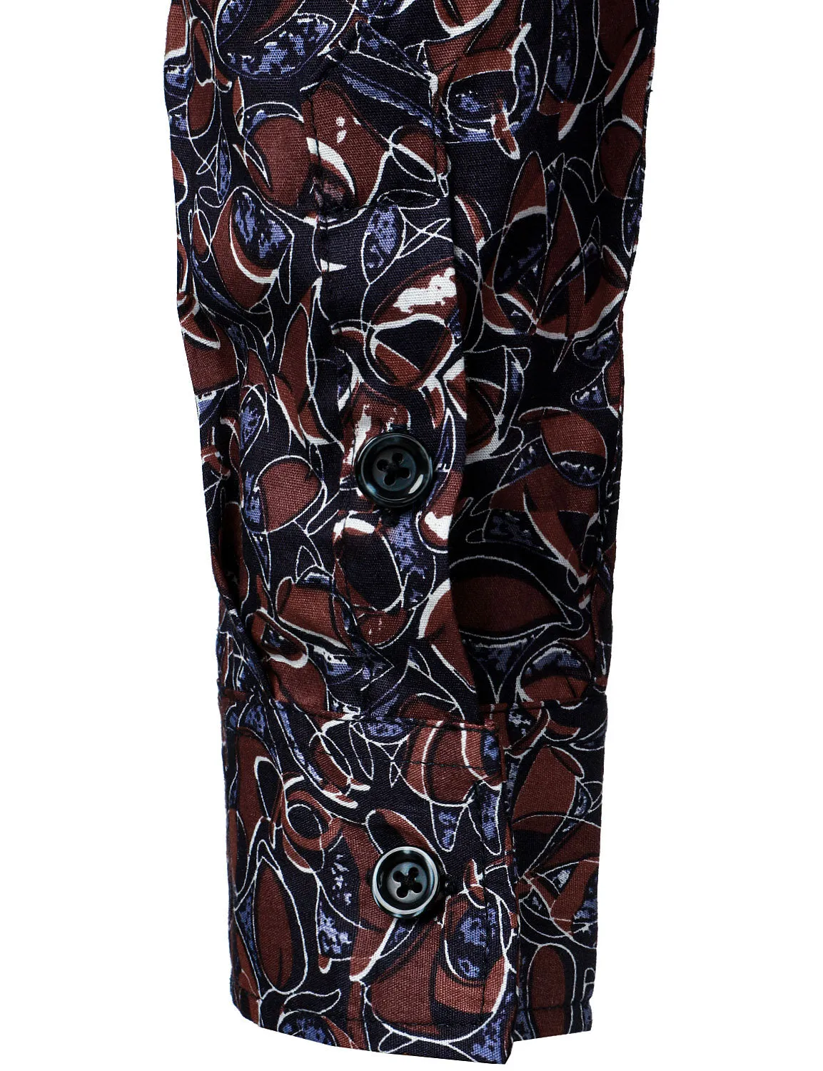 Men's Abstract Print Cotton Button Up Long Sleeve Dress Shirt