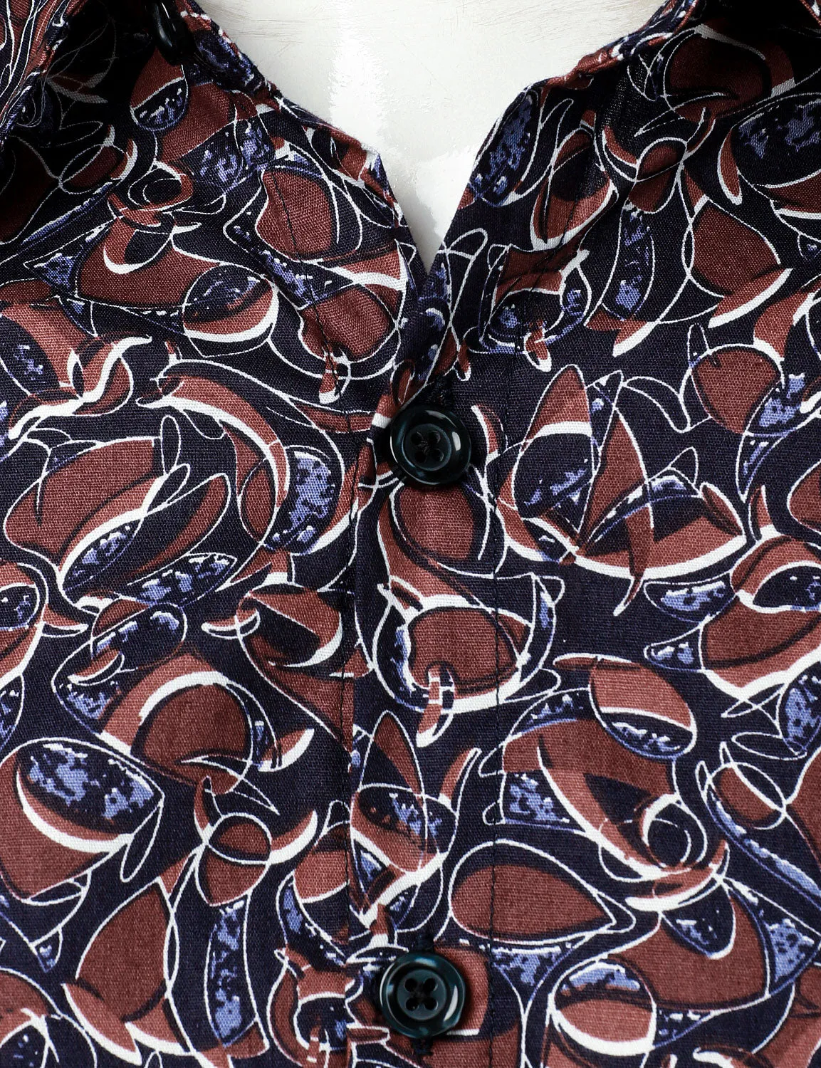 Men's Abstract Print Cotton Button Up Long Sleeve Dress Shirt