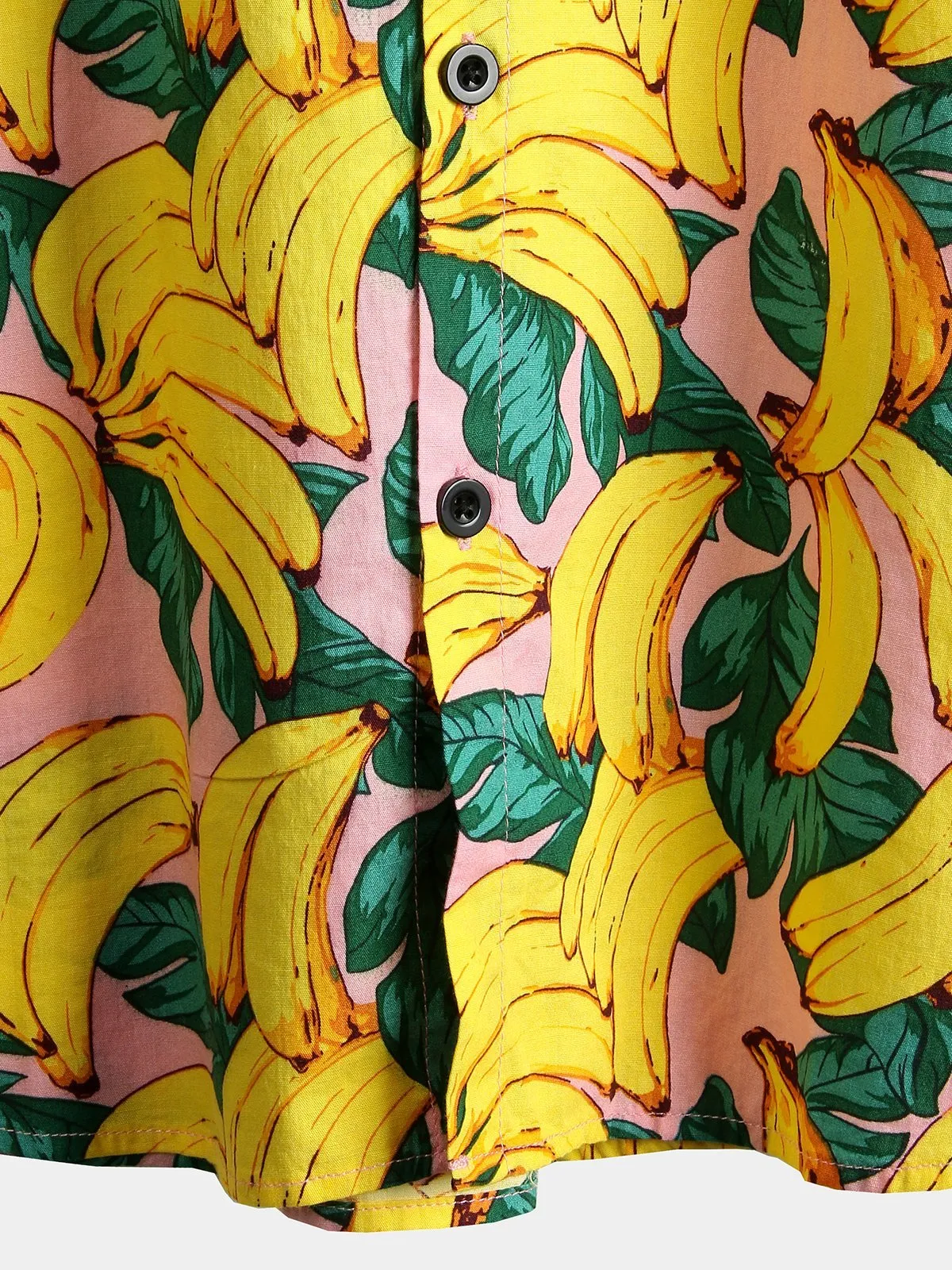 Men's Banana Cotton Yellow Fruit Print Tropical Hawaiian Aloha Shirt