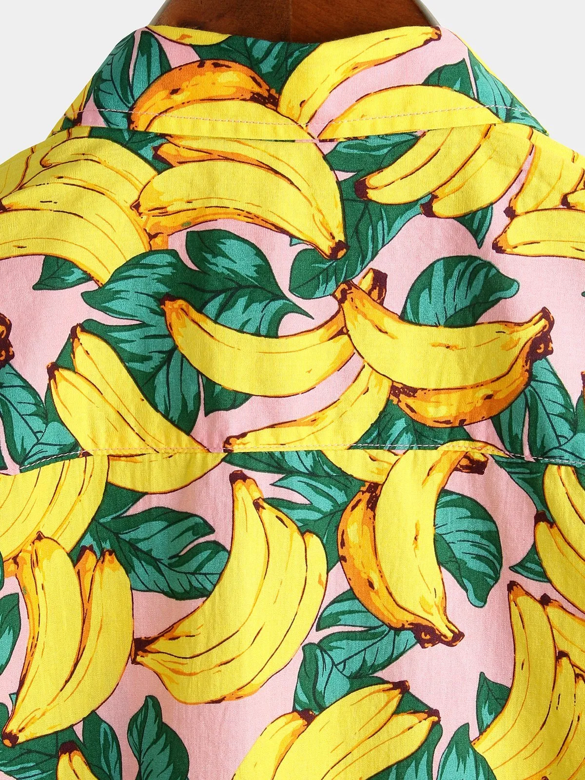 Men's Banana Cotton Yellow Fruit Print Tropical Hawaiian Aloha Shirt