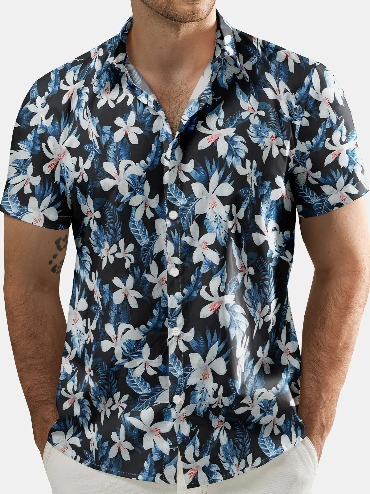 Men's Beach Holiday Floral Button Up Short Sleeve Summer Shirt