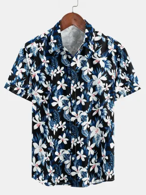 Men's Beach Holiday Floral Button Up Short Sleeve Summer Shirt