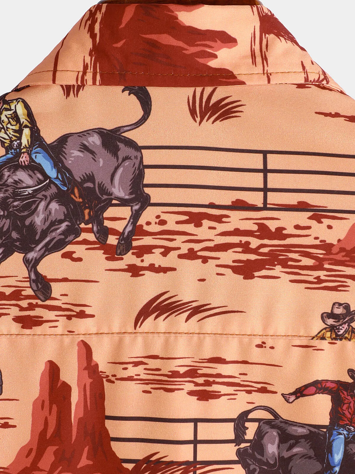 Men's Casual 70s Cowboy Western Holiday Short Sleeve Shirt