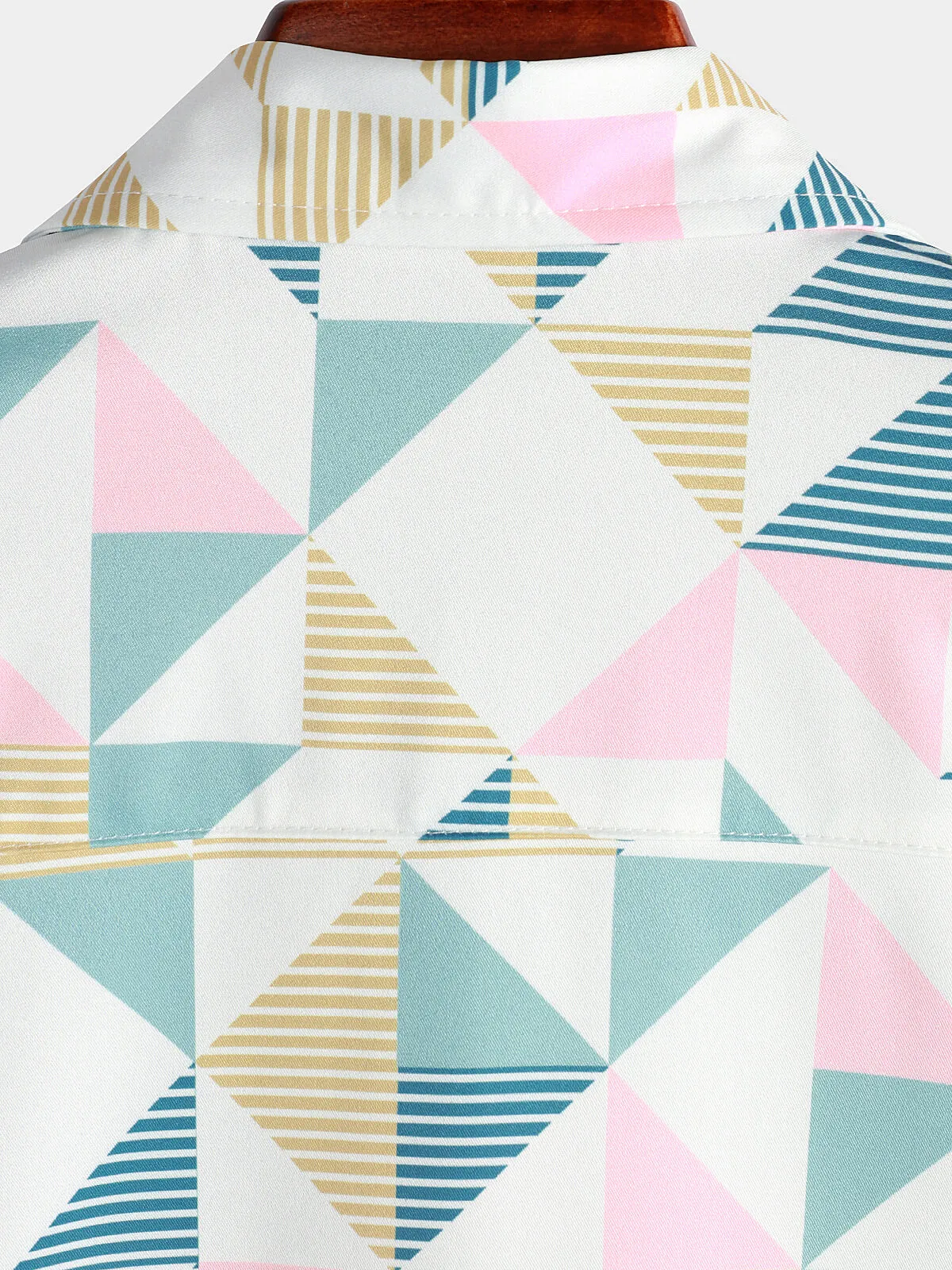 Men's Casual Art Triangle Geometric Print Summer Short Sleeve Beach Shirt