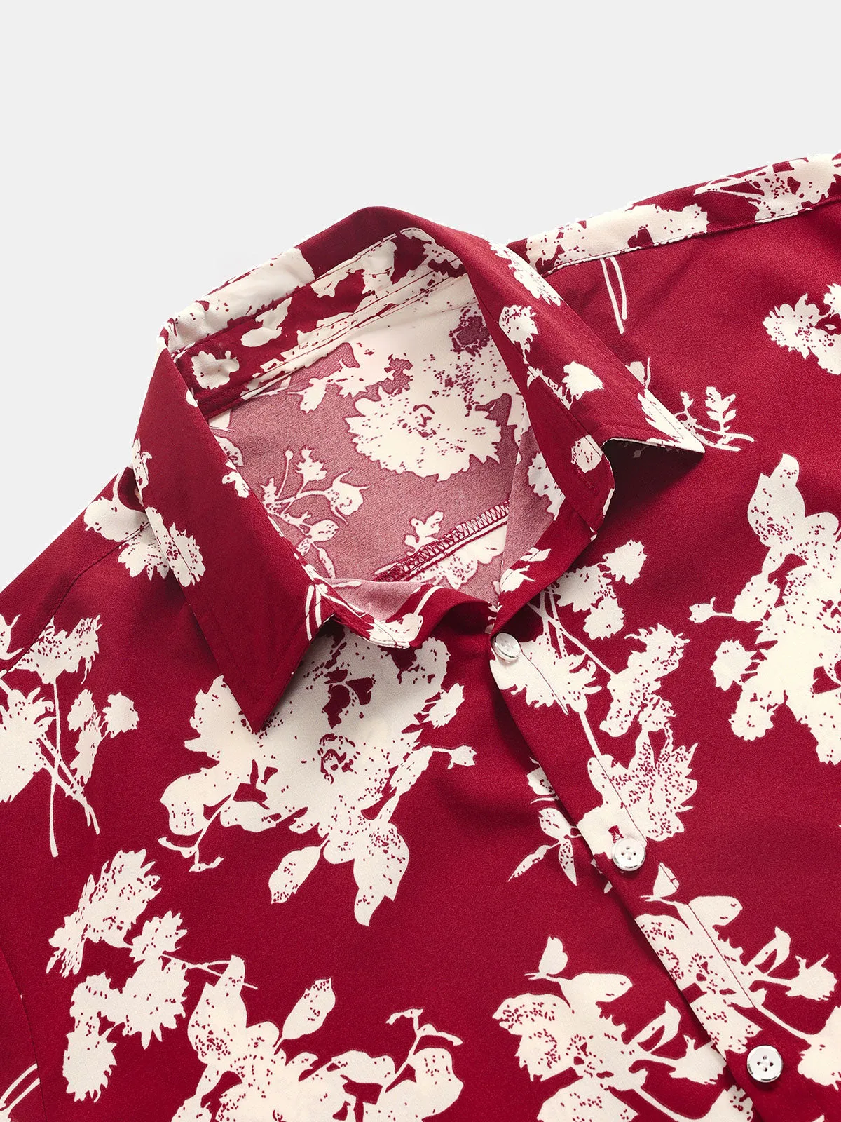 Men's Casual Floral Summer Holiday Short Sleeve Button Up Shirt