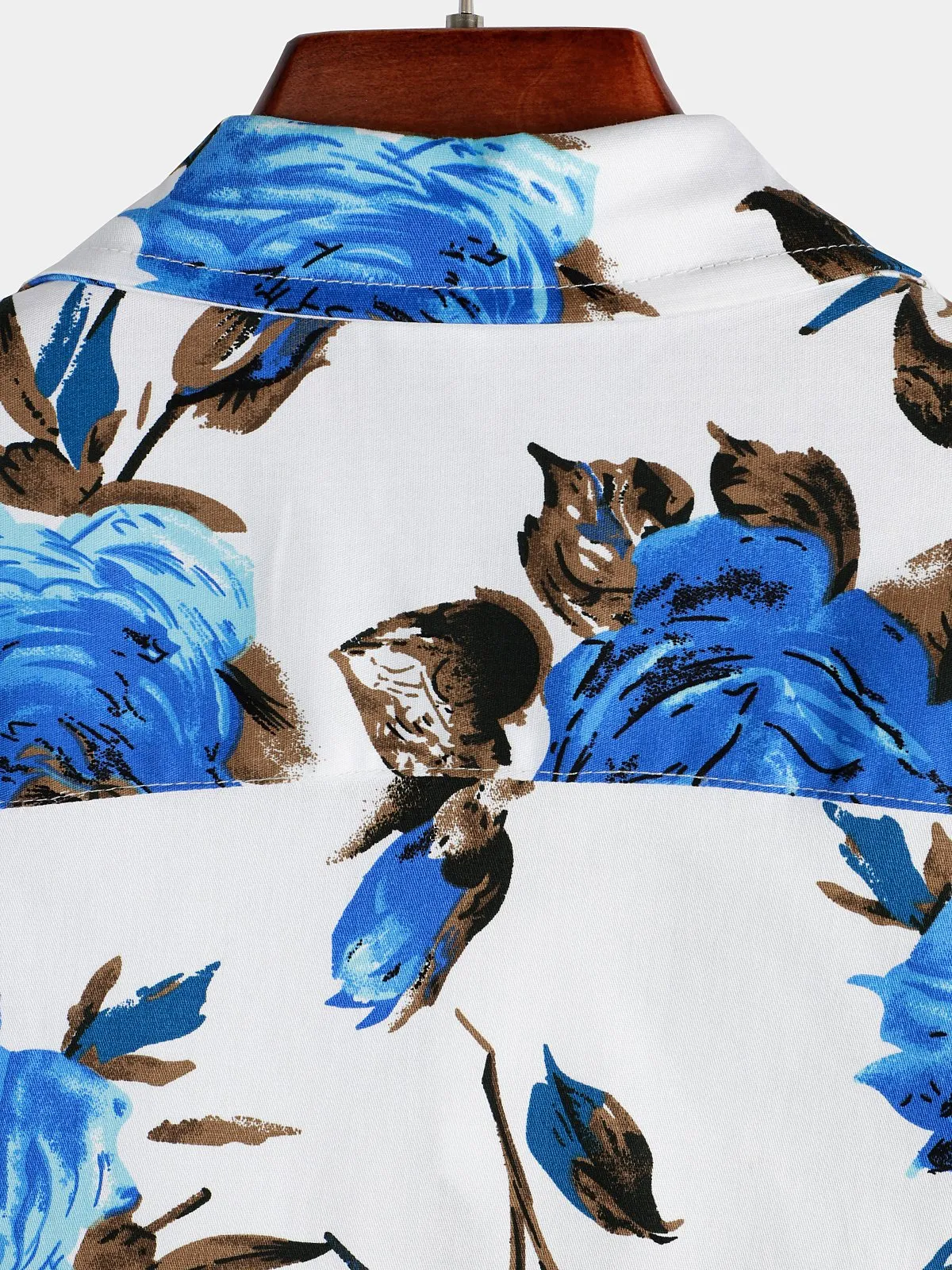 Men's Casual Holiday Cotton Floral Print Short Sleeve Shirt