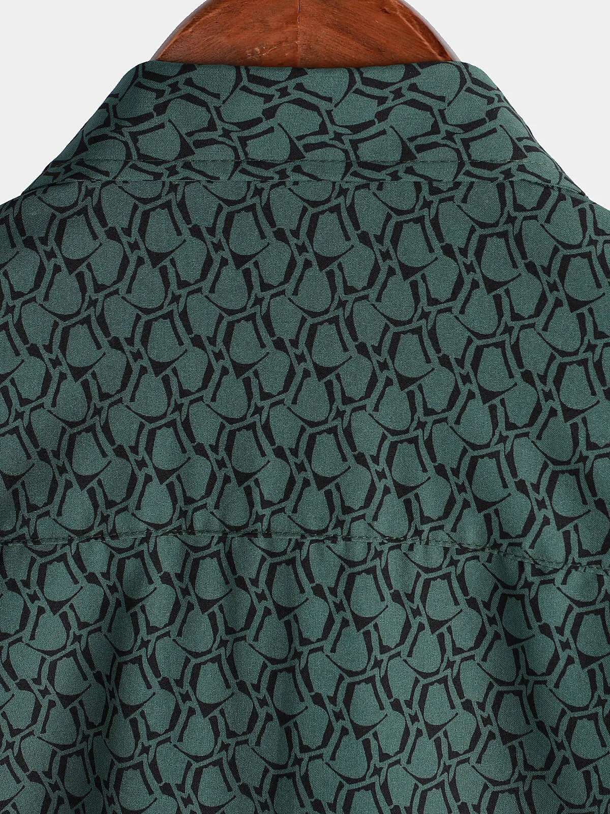 Men's Casual Holiday Short Sleeve Green Button Up Shirt