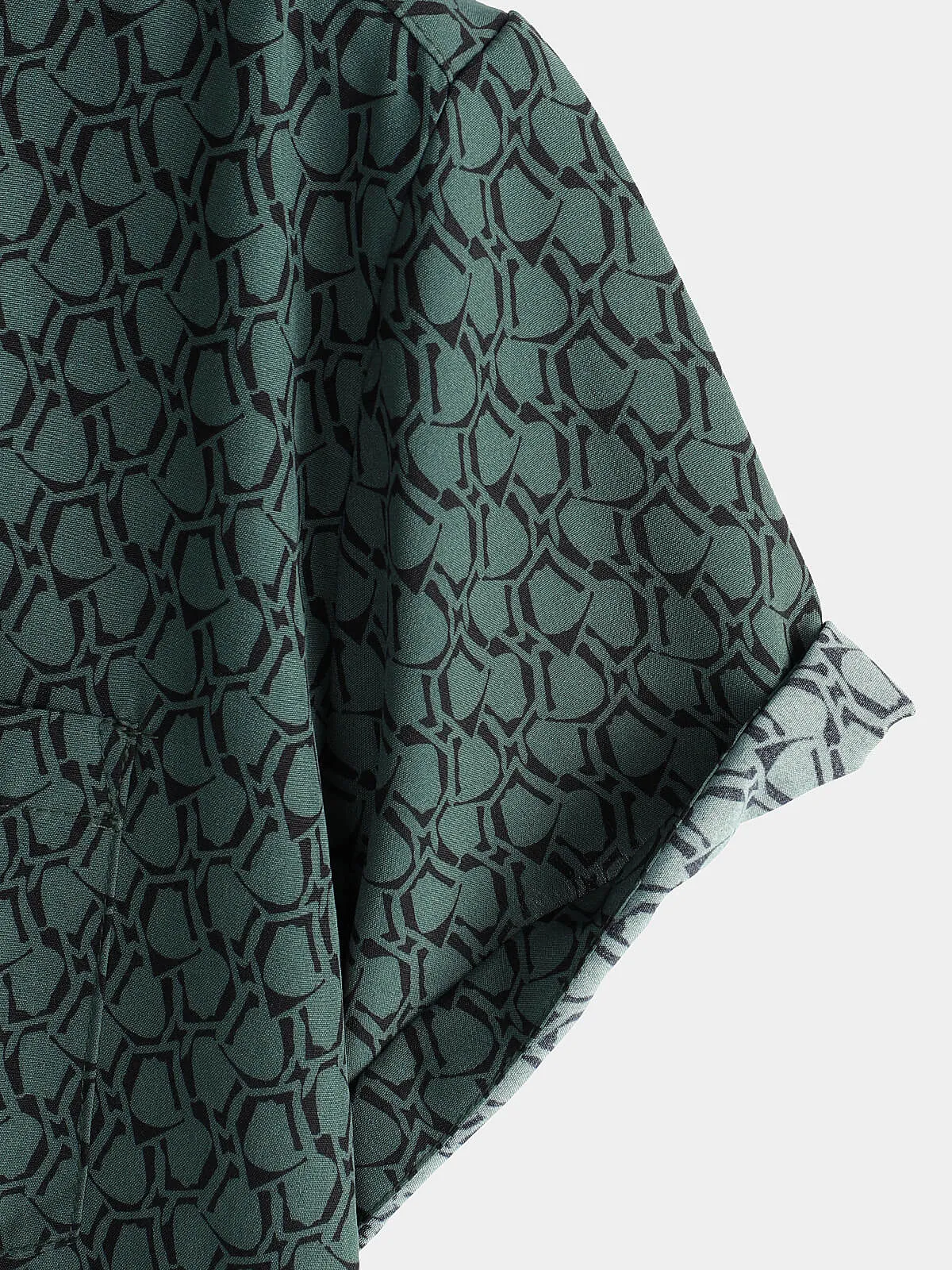 Men's Casual Holiday Short Sleeve Green Button Up Shirt