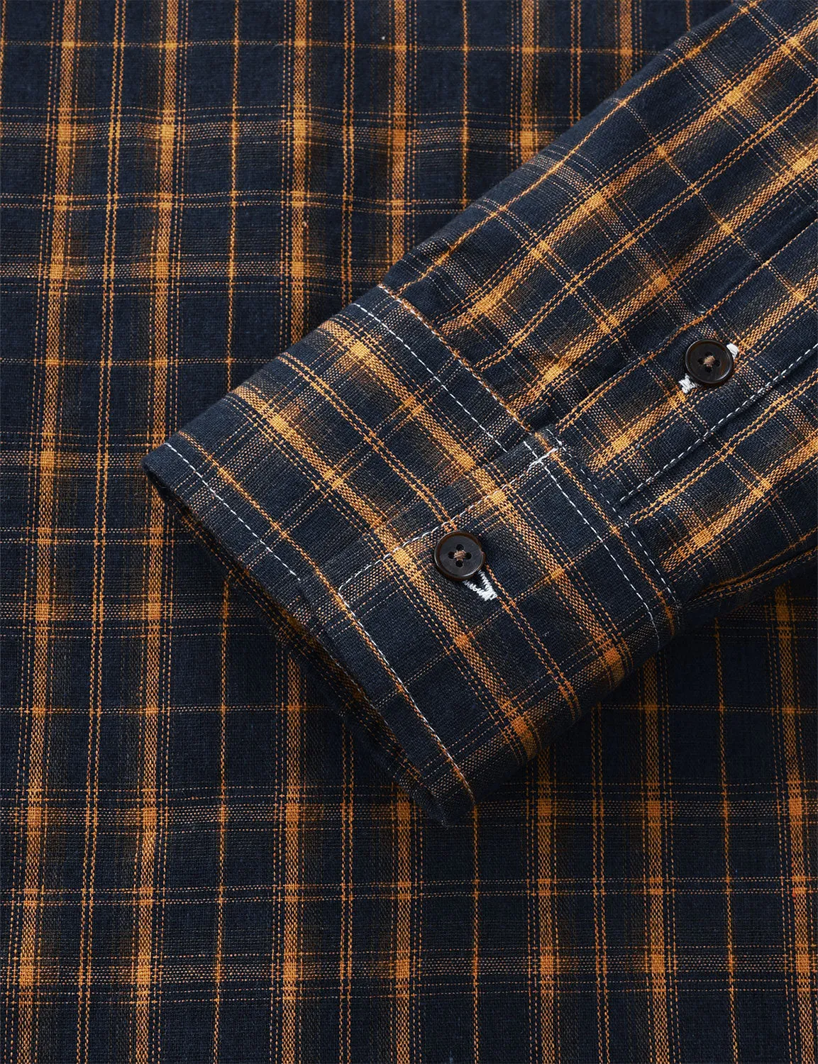 Men's Casual Retro Plaid Pocket Long Sleeve Dress Shirt