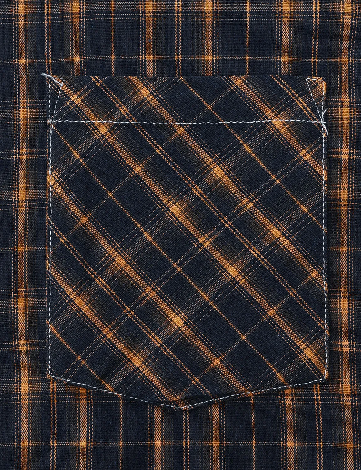 Men's Casual Retro Plaid Pocket Long Sleeve Dress Shirt