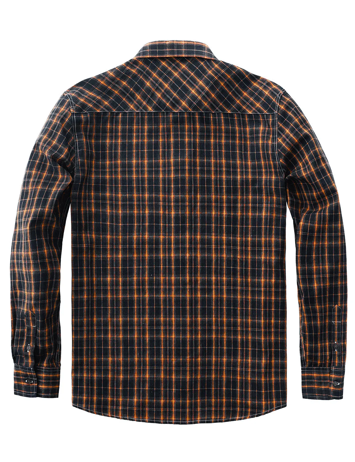 Men's Casual Retro Plaid Pocket Long Sleeve Dress Shirt