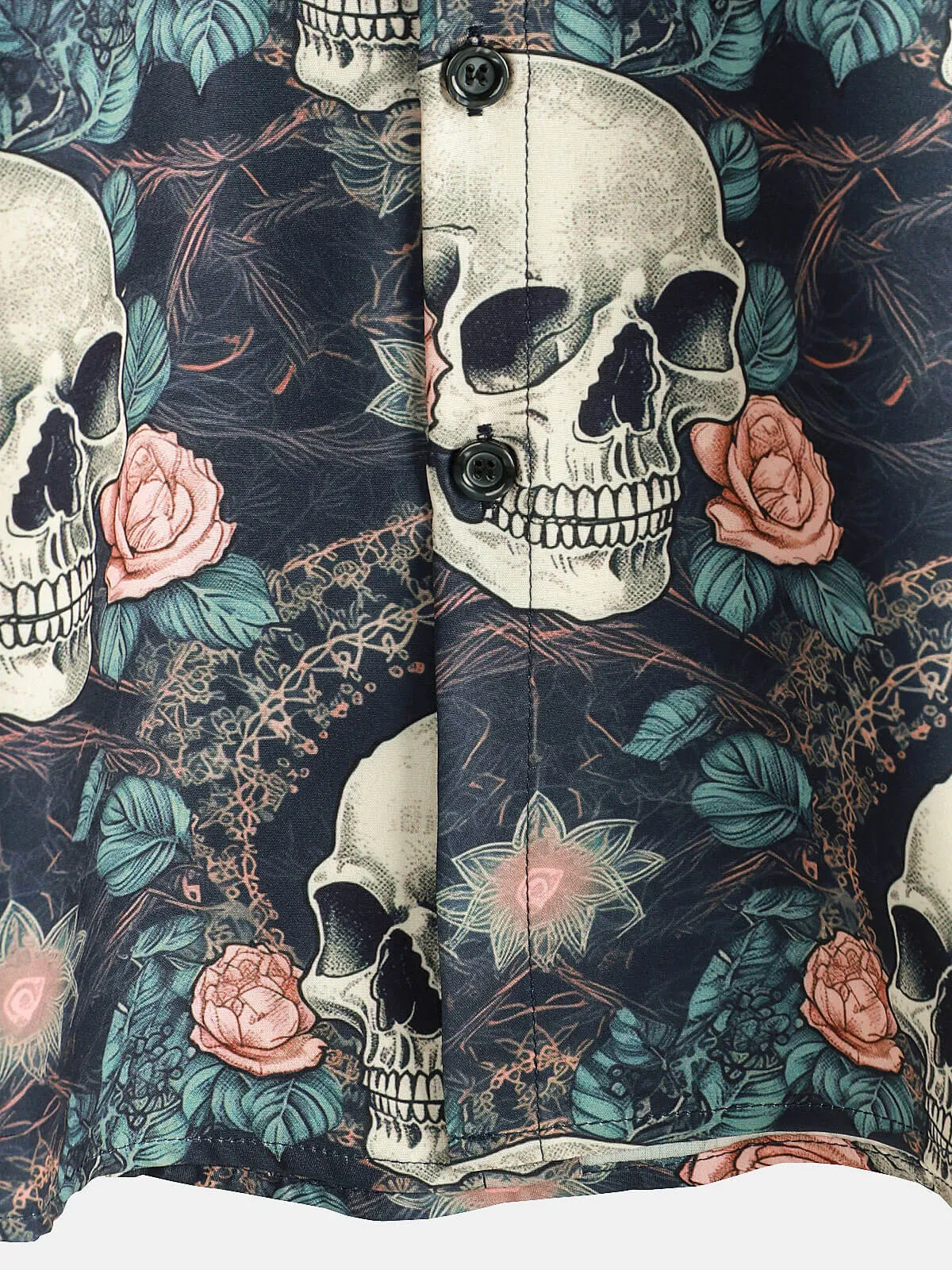 Men's Cool Skull Punk Rock Holiday Beach Short Sleeve Summer Shirt
