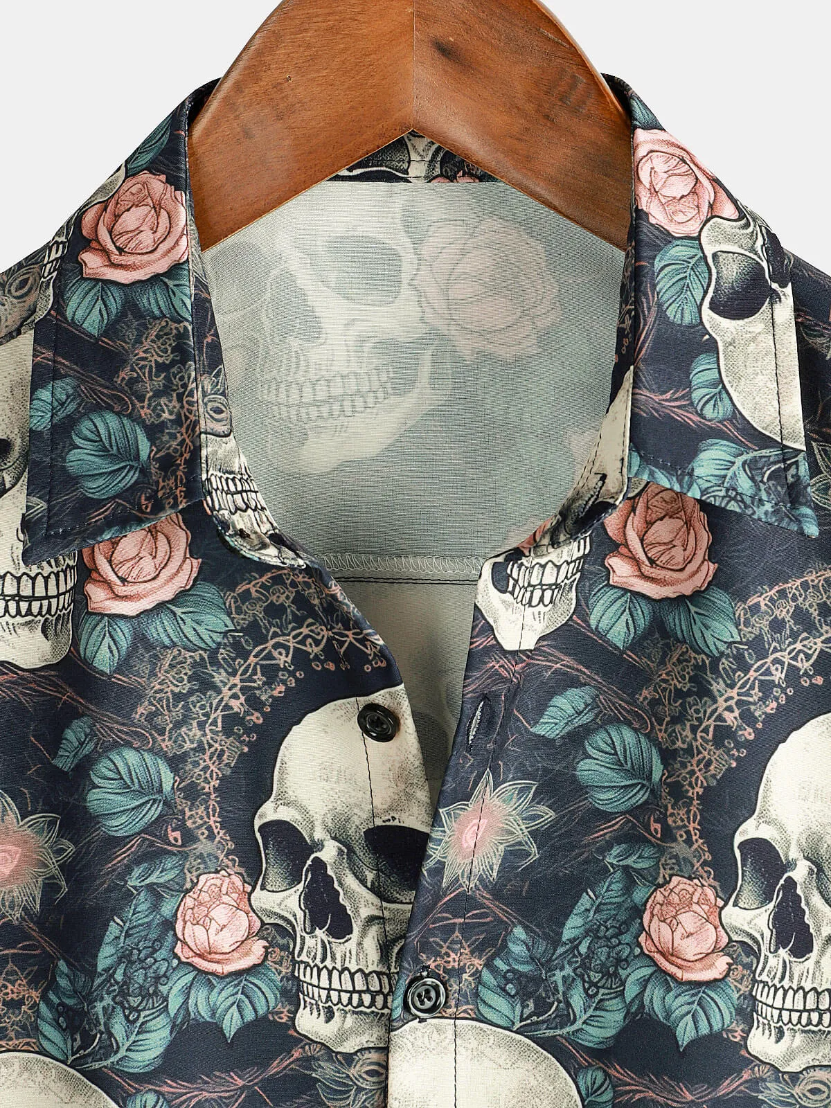 Men's Cool Skull Punk Rock Holiday Beach Short Sleeve Summer Shirt