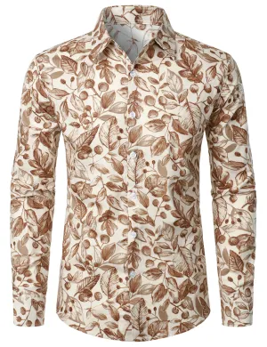 Men's Cotton Casual Fall Button Up Long Sleeve Shirt