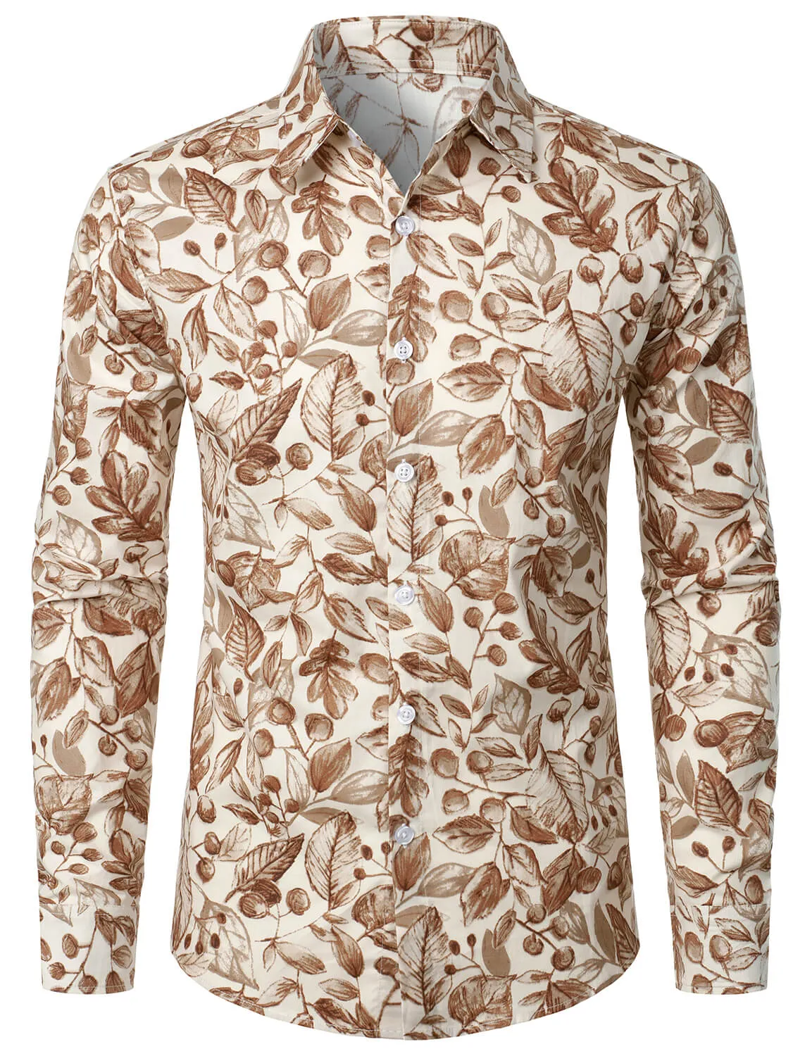 Men's Cotton Casual Fall Button Up Long Sleeve Shirt