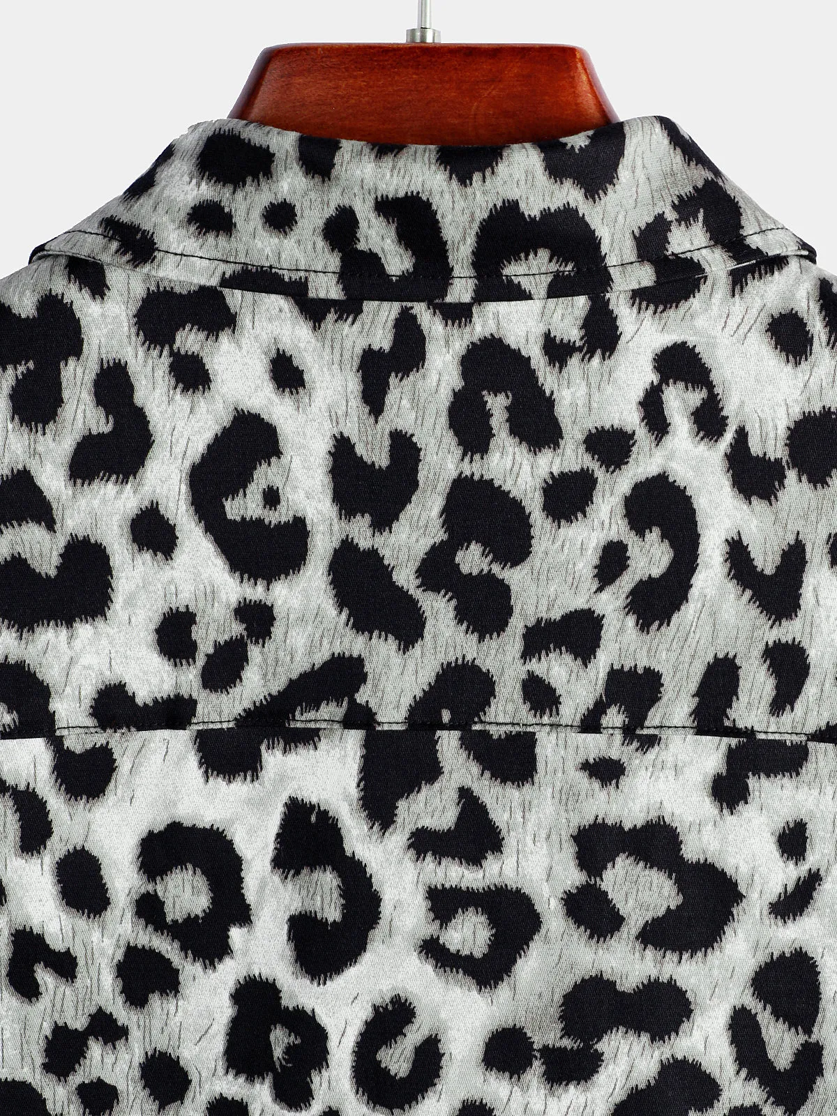 Men's Cotton Casual White Leopard Animal Print Cheetah Rock Short Sleeve Shirt