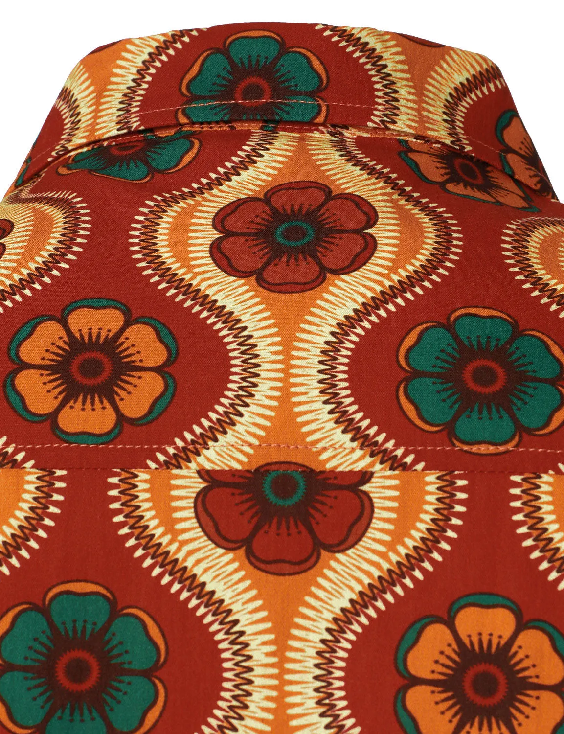 Men's Cotton Retro 70s Floral Print Long Sleeve Button Up Shirt