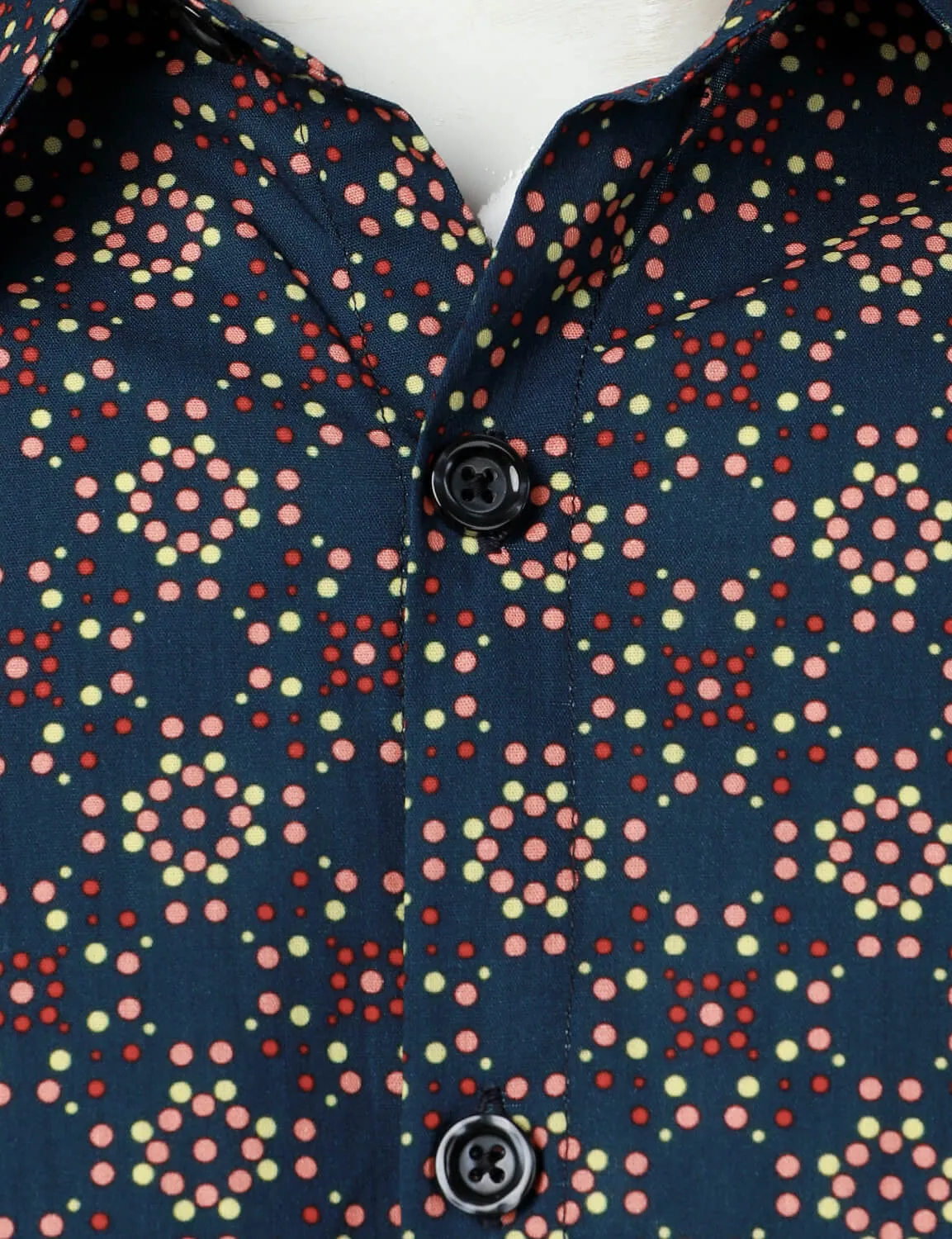 Men's Cotton Retro Print Button Up Casual Long Sleeve Shirt