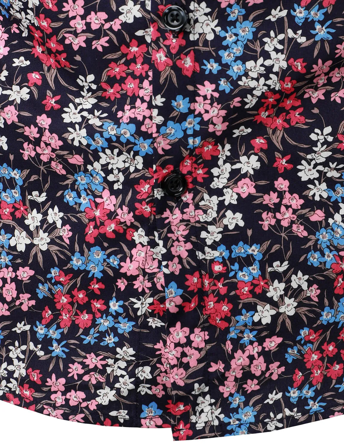 Men's Floral Cotton Long Sleeve Button Up Shirt