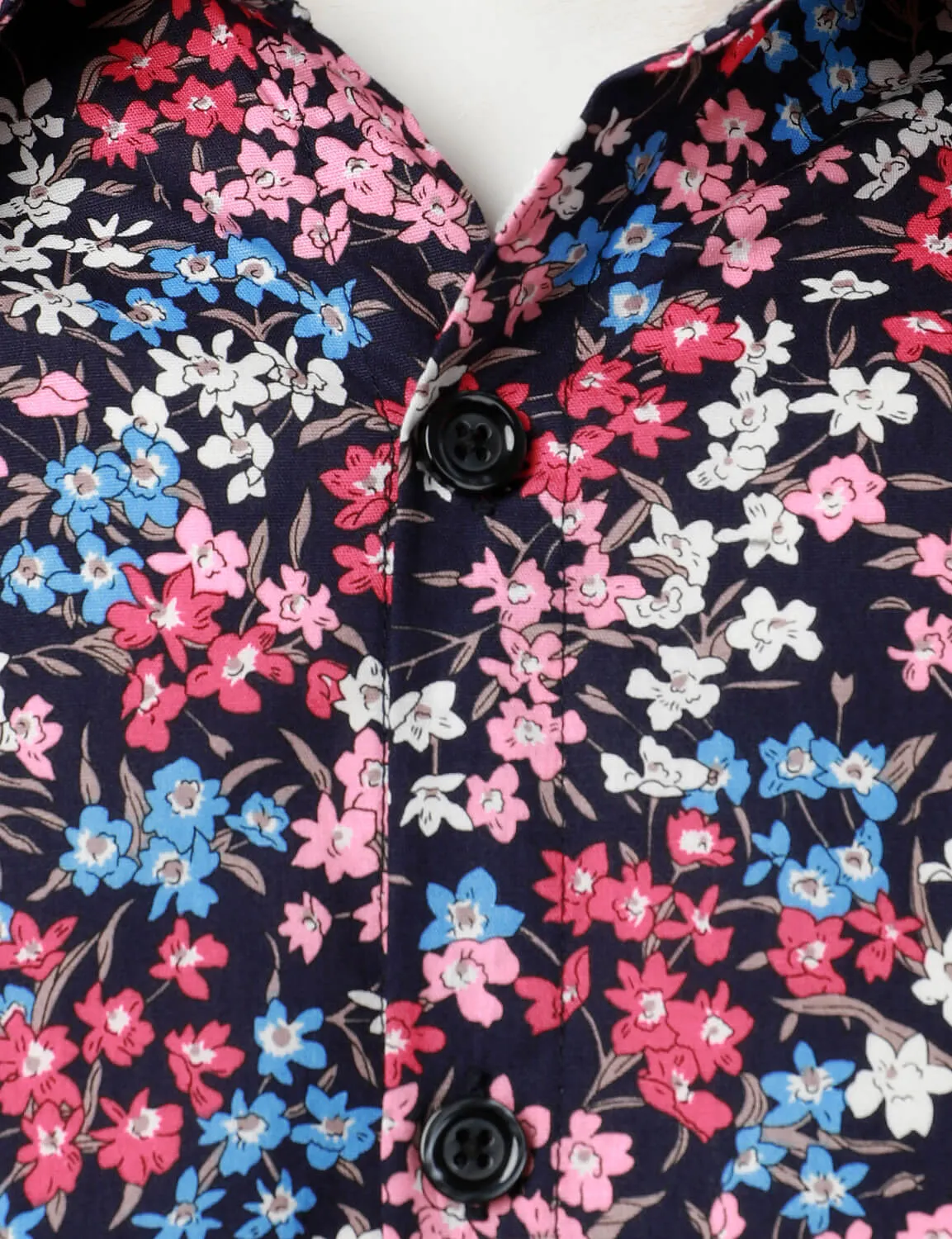 Men's Floral Cotton Long Sleeve Button Up Shirt