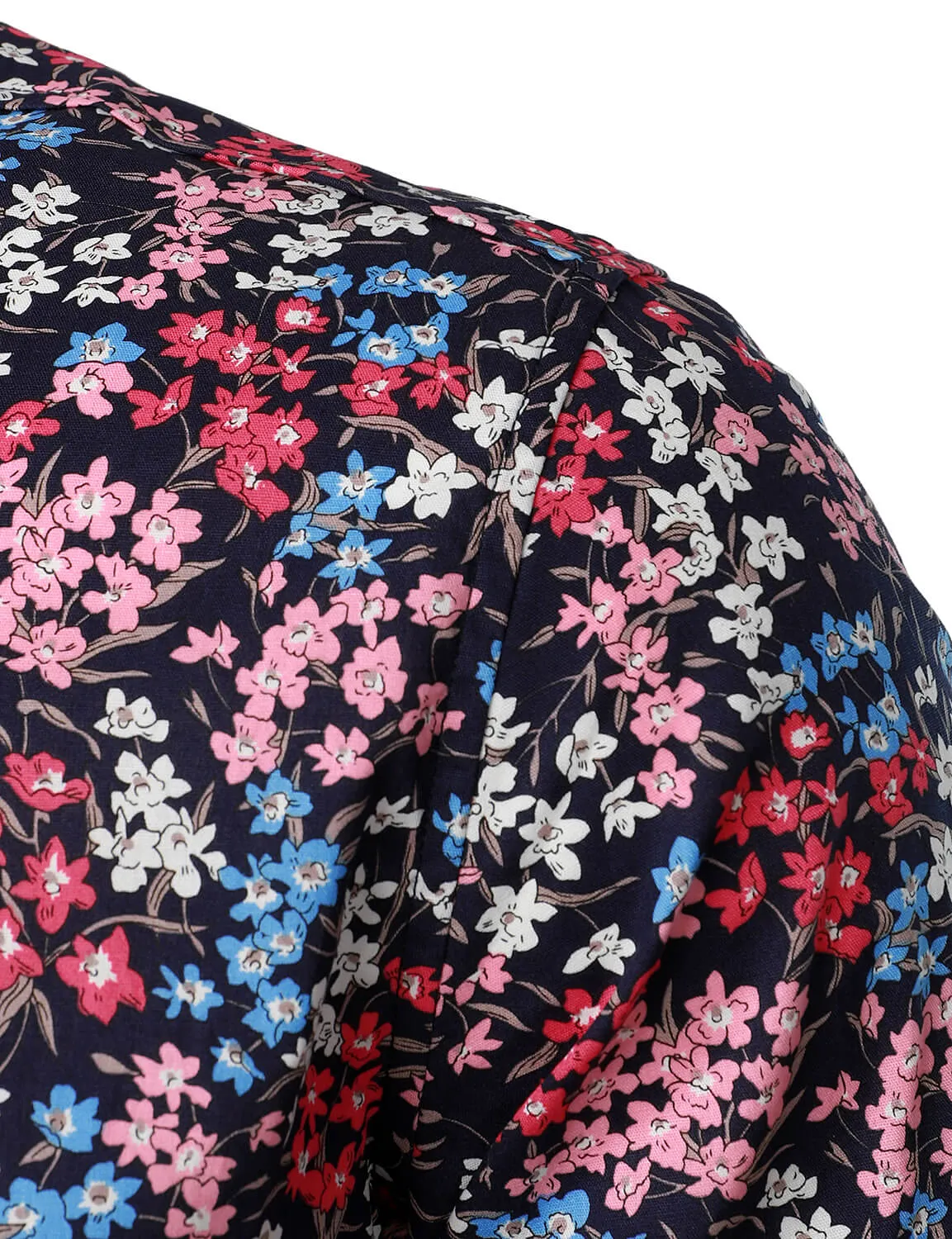 Men's Floral Cotton Long Sleeve Button Up Shirt