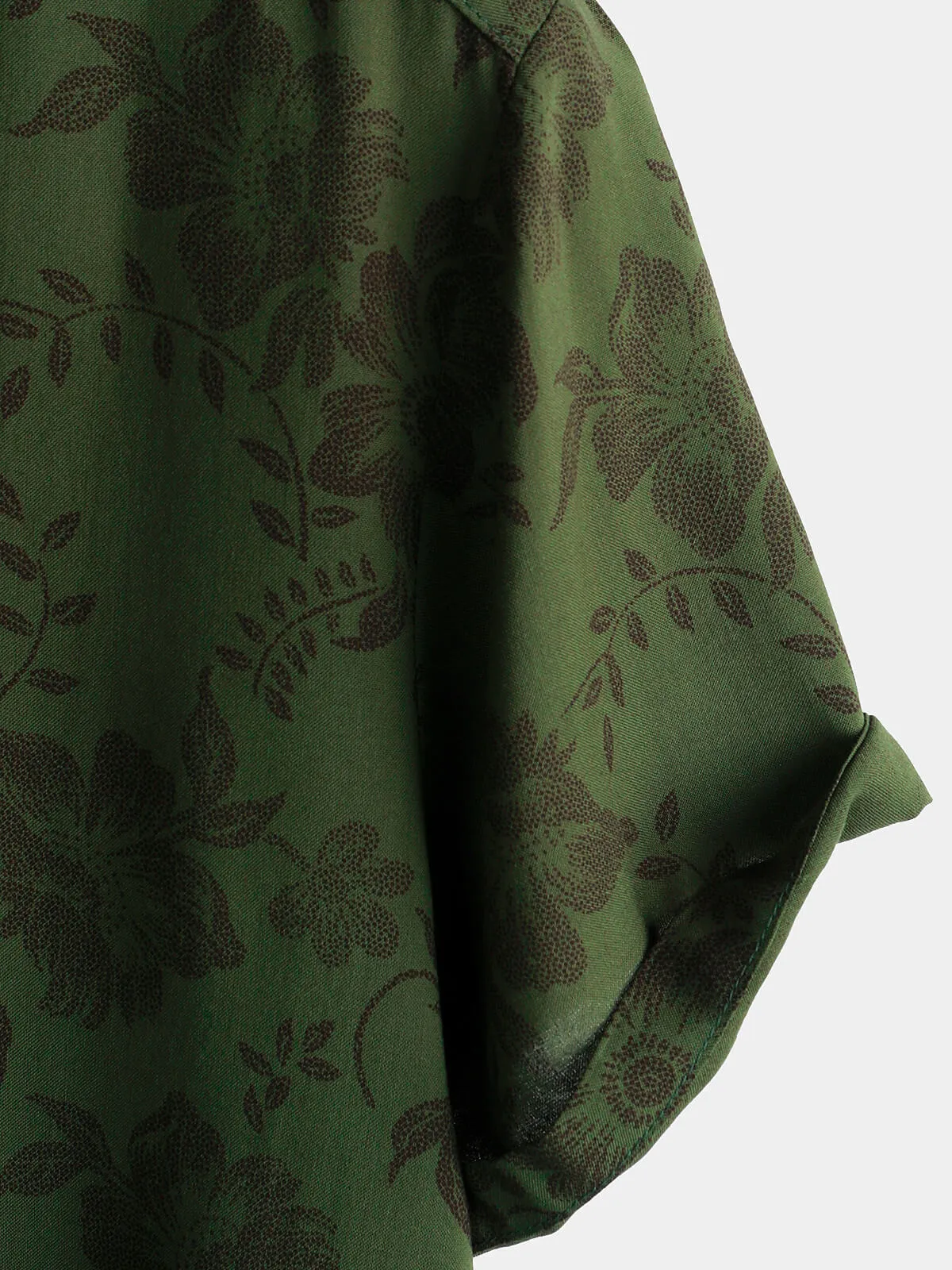 Men's Floral Dark Green Hawaiian Vintage Soft Rayon Beach Holiday Button Up Short Sleeve Shirt