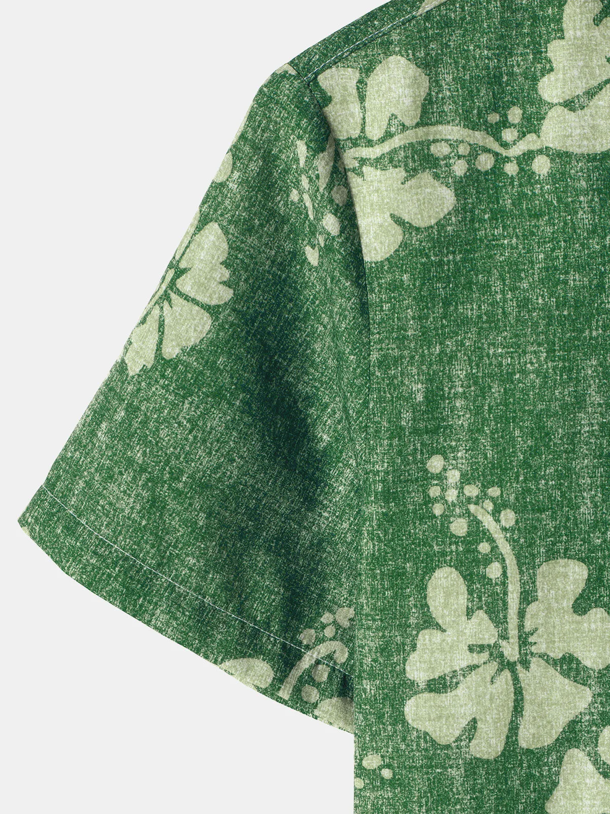 Men's Floral Hawaiian Pocket Green Button Up Short Sleeve Shirt