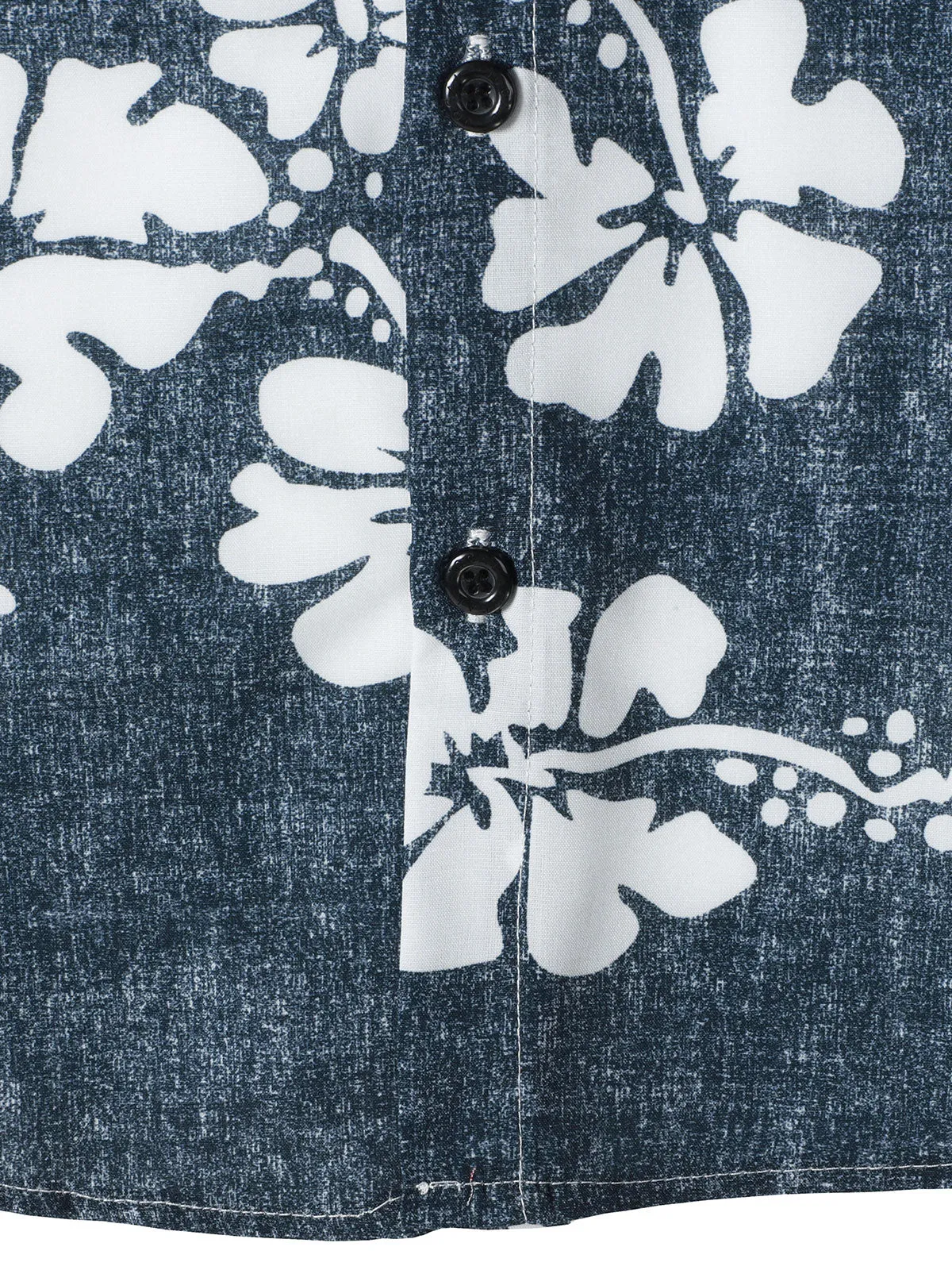 Men's Floral Hawaiian Pocket Navy Blue Button Up Short Sleeve Shirt