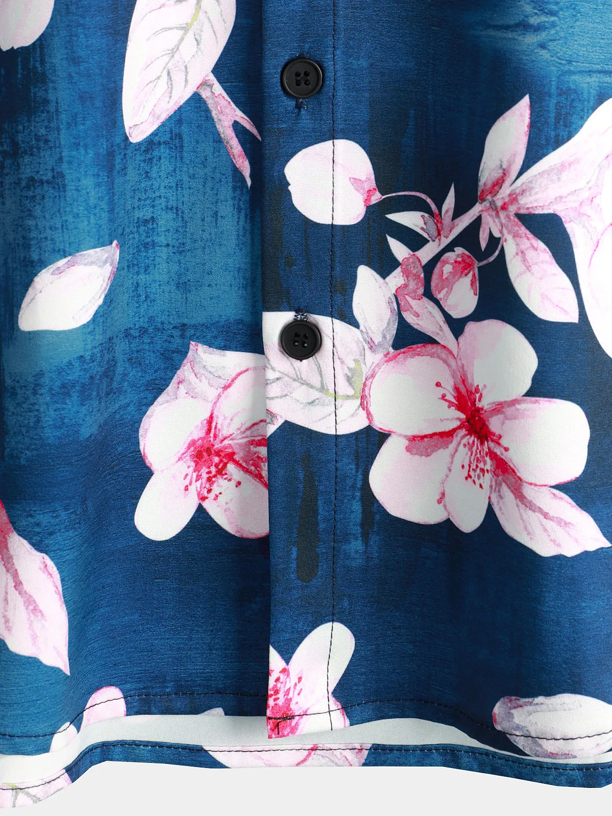 Men's Floral Print Button Up Casual Lapel Navy Blue Short Sleeve Resort Summer Shirt