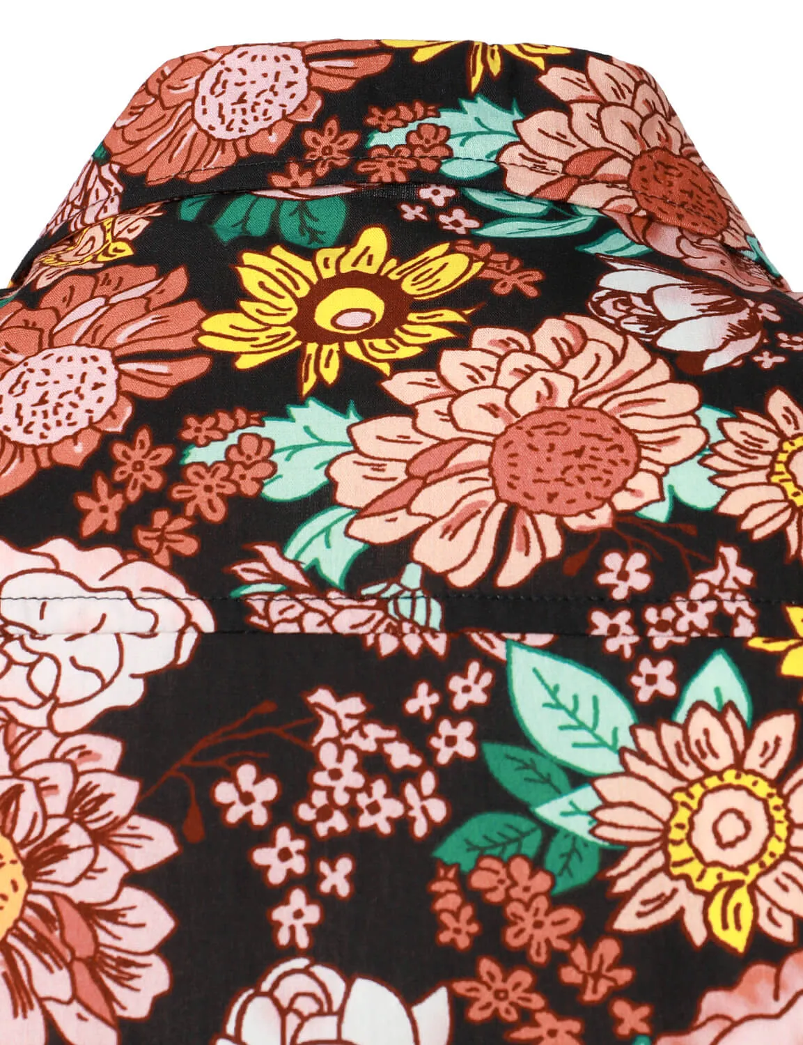 Men's Floral Print Cotton Button Up Casual Long Sleeve Shirt