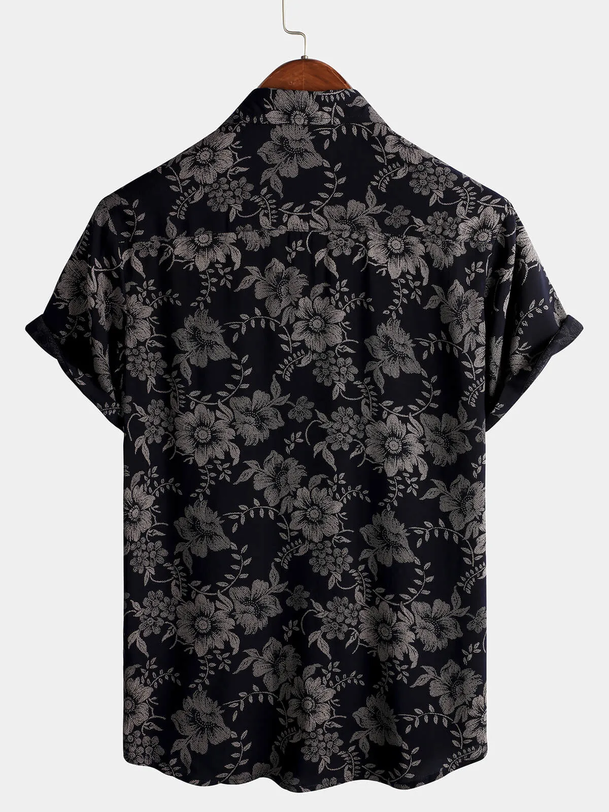 Men's Floral Print Vintage Flower Hawaiian Short Sleeve Shirt