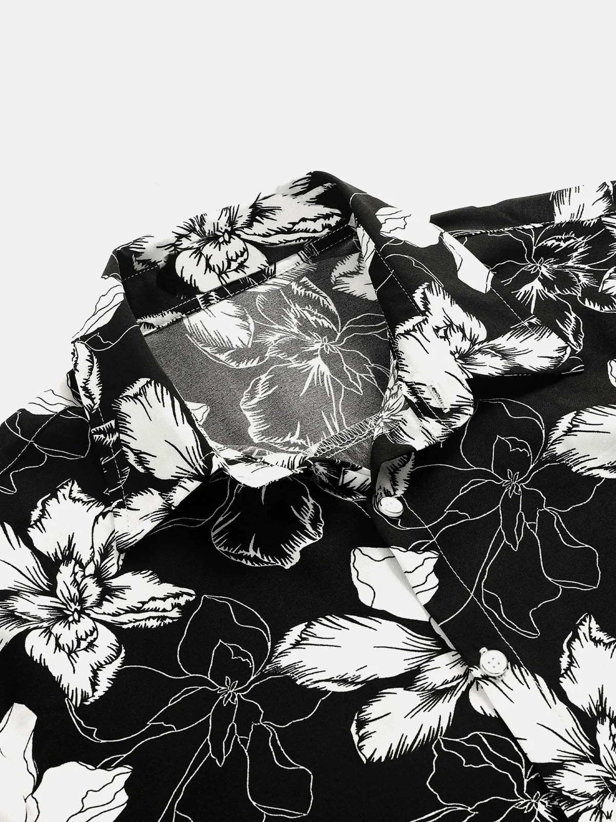 Men's Floral Summer Holiday Black Short Sleeve Hawaiian Shirt