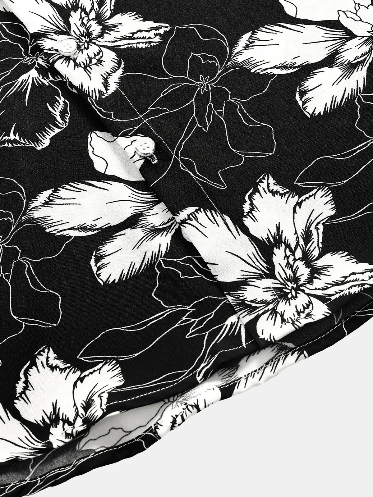 Men's Floral Summer Holiday Black Short Sleeve Hawaiian Shirt